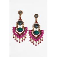 Ellis Purple Beaded Diamante Earrings