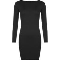 elise basic long sleeve bodycon mini dress black