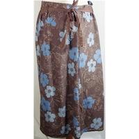 elizabeth scott size l chocolateblue floral print skirt