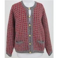 Elizabeth Munro, size L red mix checked cardigan