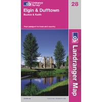 Elgin & Dufftown - OS Landranger Active Map Sheet Number 28