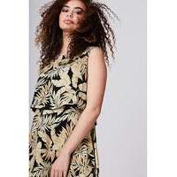 Elvi Tropical Print Overlay Dress