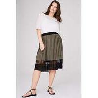 elvi contrast lace midi skirt