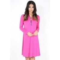 Eliza Long Sleeves Front Zip Swing Dress