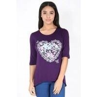 eliza heart print dip hem hilo top