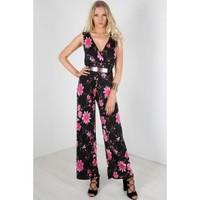 Elena Wrap Over Multi Print Palazzo Jumpsuit