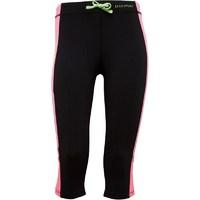 ELLE SPORT Womens Marl Panelled Performance Capri Leggings Black/Sugar Pink Marl