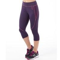 elle sport womens mesh panelled performance capri leggings damson