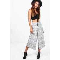 elephant print wide leg culottes ivory