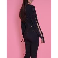 ELISE - Black Chiffon Long Sleeved Bodysuit