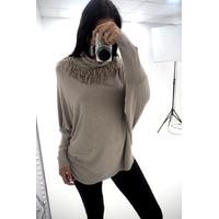 elettra fringe detailed roll neck jumper