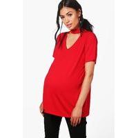 Eliza Deep V Boyfriend Tunic - red