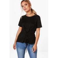 Ellie Lace Up Short Sleeve Top - black