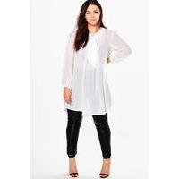 Elena Sheer Bow Front Shirt - ivory