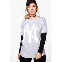 Elisa NY Sports Slogan Tee - grey