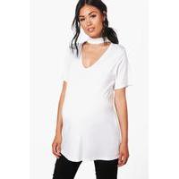 Eliza Deep V Boyfriend Tunic - white