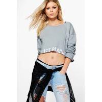 Ella Just Peachy Slogan Sweat - grey