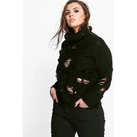 elle ladder roll neck jumper black