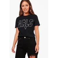 Ellie Girls Slogan Tee - black