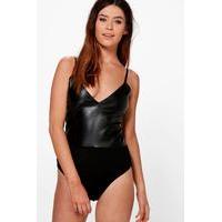 Elise PU Bodysuit - black