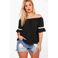 Ellie Embroidered Off The Shoulder Top - black