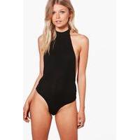 Ellie High Neck Backless Bodysuit - black