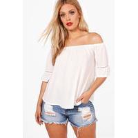 ellie embroidered off the shoulder top ivory