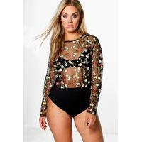 Eli Embroidered Sheer Bodysuit - multi