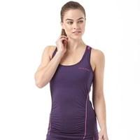 ELLE SPORT Womens Ruched Performance Support Vest Damson