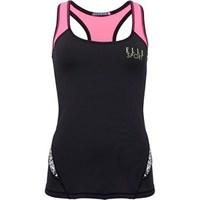 ELLE SPORT Womens Printed Panelled Performance Support Vest Black/Geo Print/Neon