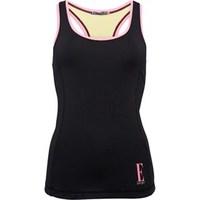 ELLE SPORT Womens Marl Performance Support Vest Black/Sugar Peach/Sugar Lime