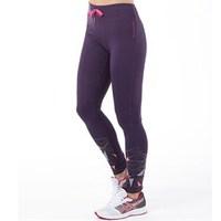 ELLE SPORT Womens Reflective Graphic Performance Tight Leggings Damson