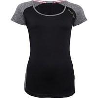 ELLE SPORT Womens Marl Panelled Performance Training Top Black/Sugar Lime