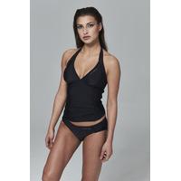 ELLESPORT UshAiya all black contoured tankini with mesh detail