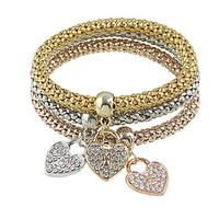 Elastic Rhinestone Heart Charms Chain Bracelets Christmas Gifts