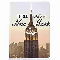 empire state building pattern painted pu leather material card flat sh ...