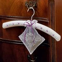 embroidered hanger with lavender sachet