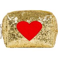 Emma Lomax SOS Gold Glitter Red Heart Make-Up Bag