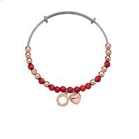 emozioni rose gold plated red glass bead heart bangle