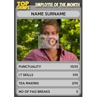 employee of the month top chumps card