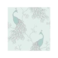 Empress Peacock Wallpaper - Duck Egg and Teal - FD40713