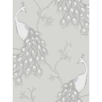 Empress Peacock Wallpaper - Stone and White - FD40712