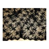 Embroidered Scalloped Edge Couture Bridal Lace Fabric Black