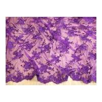 Embroidered Scalloped Edge Couture Bridal Lace Fabric Purple