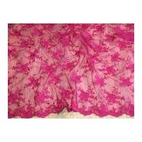 Embroidered Scalloped Edge Couture Bridal Lace Fabric Cerise Pink