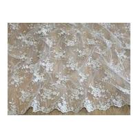 Embroidered Scalloped Edge Couture Bridal Lace Fabric Silver