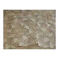 Embroidered Scalloped Edge Couture Bridal Lace Fabric Gold