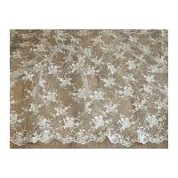 embroidered scalloped edge couture bridal lace fabric ivory