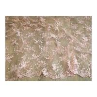 Embroidered Scalloped Edge Couture Bridal Lace Fabric Peach