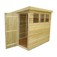 Empire 9ft x 5ft (2.74m x 1.52m) Pent Shed with 3 Windows and Door on End Panel